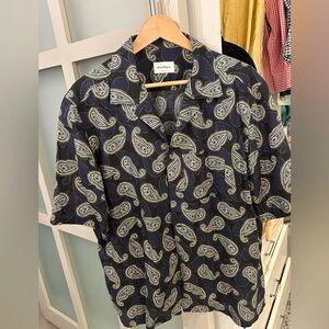 Salvatore Ferragamo Navy Paisley Men's Shirt